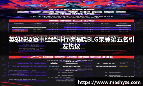 英雄联盟赛事经验排行榜揭晓BLG荣登第五名引发热议